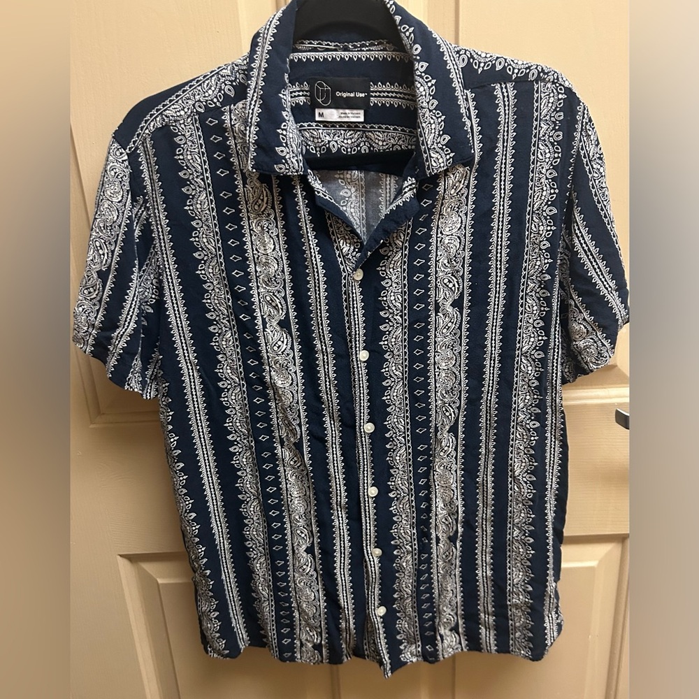 Original Use Navy and White Striped Men's Shirt